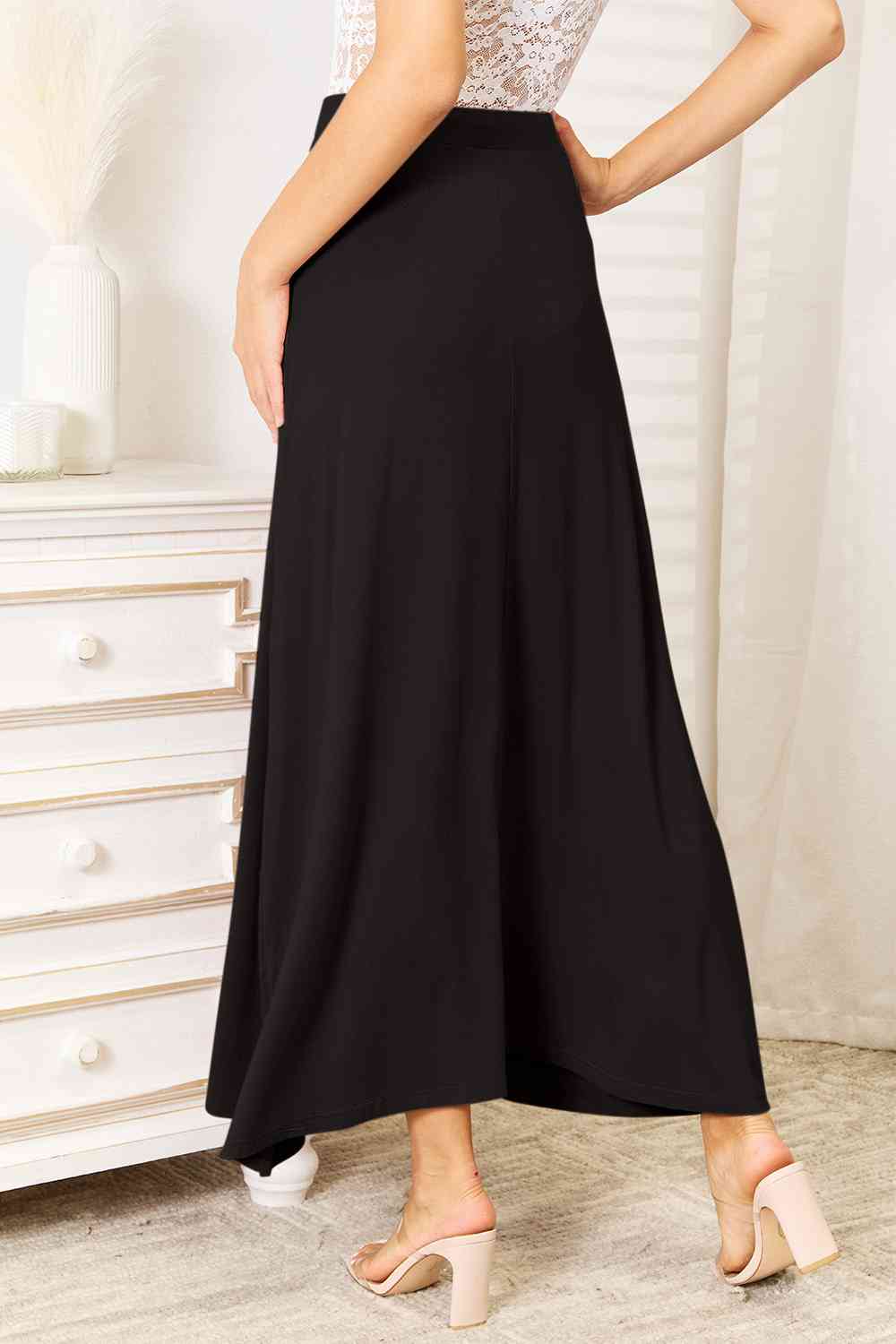 Soft Rayon Drawstring Waist Maxi Skirt Rayon - Tigbul's Variety Fashion Shop