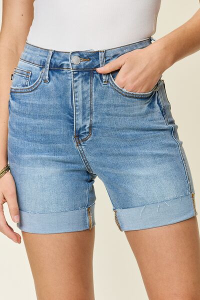 Judy Blue Size Medium Tummy Control High Waist Denim Shorts - Tigbul's Variety Fashion Shop