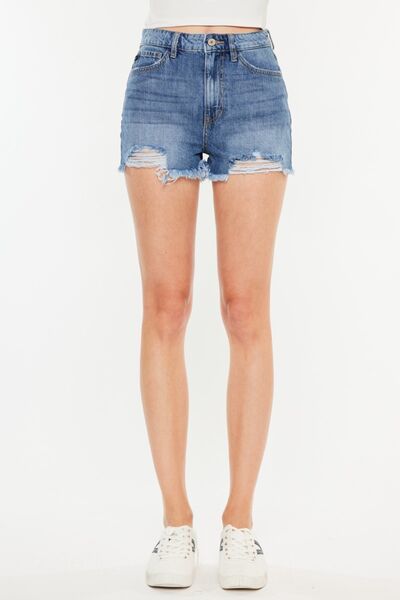 Kancan Distressed Raw Hem High Waist Denim Shorts - Tigbul's Variety Fashion Shop