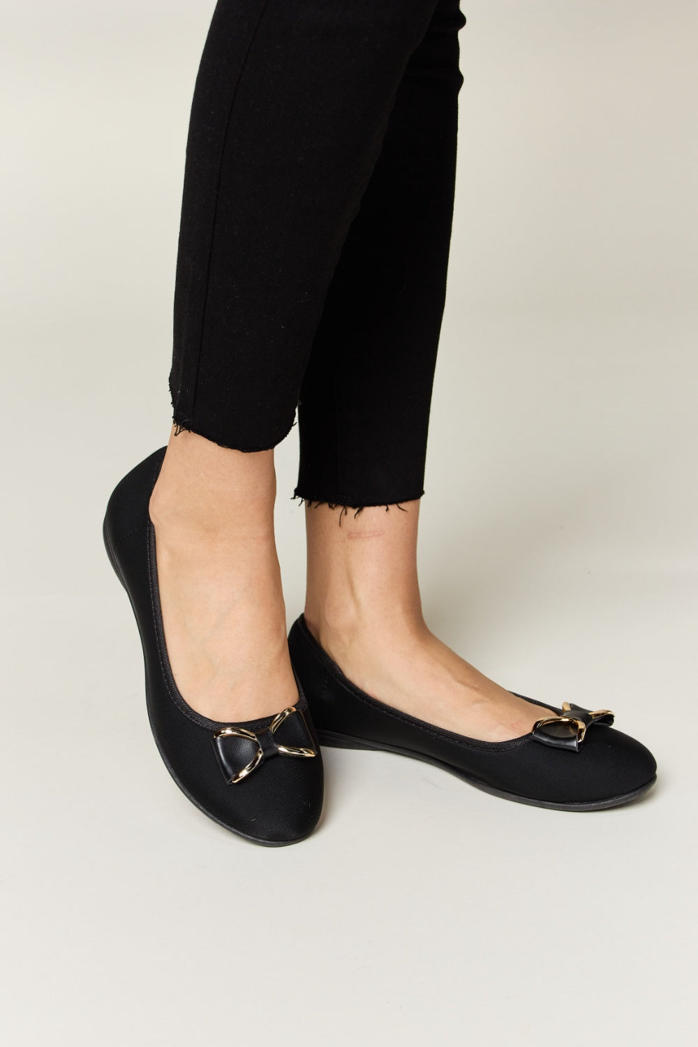 Charcoal Lycra Metal Buckle Flat Loafers - Tigbul's Variety Fashion Shop