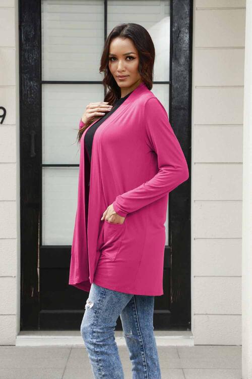 Open Front Long Sleeve Cardigan with Pockets - Tigbuls Variety Fashion