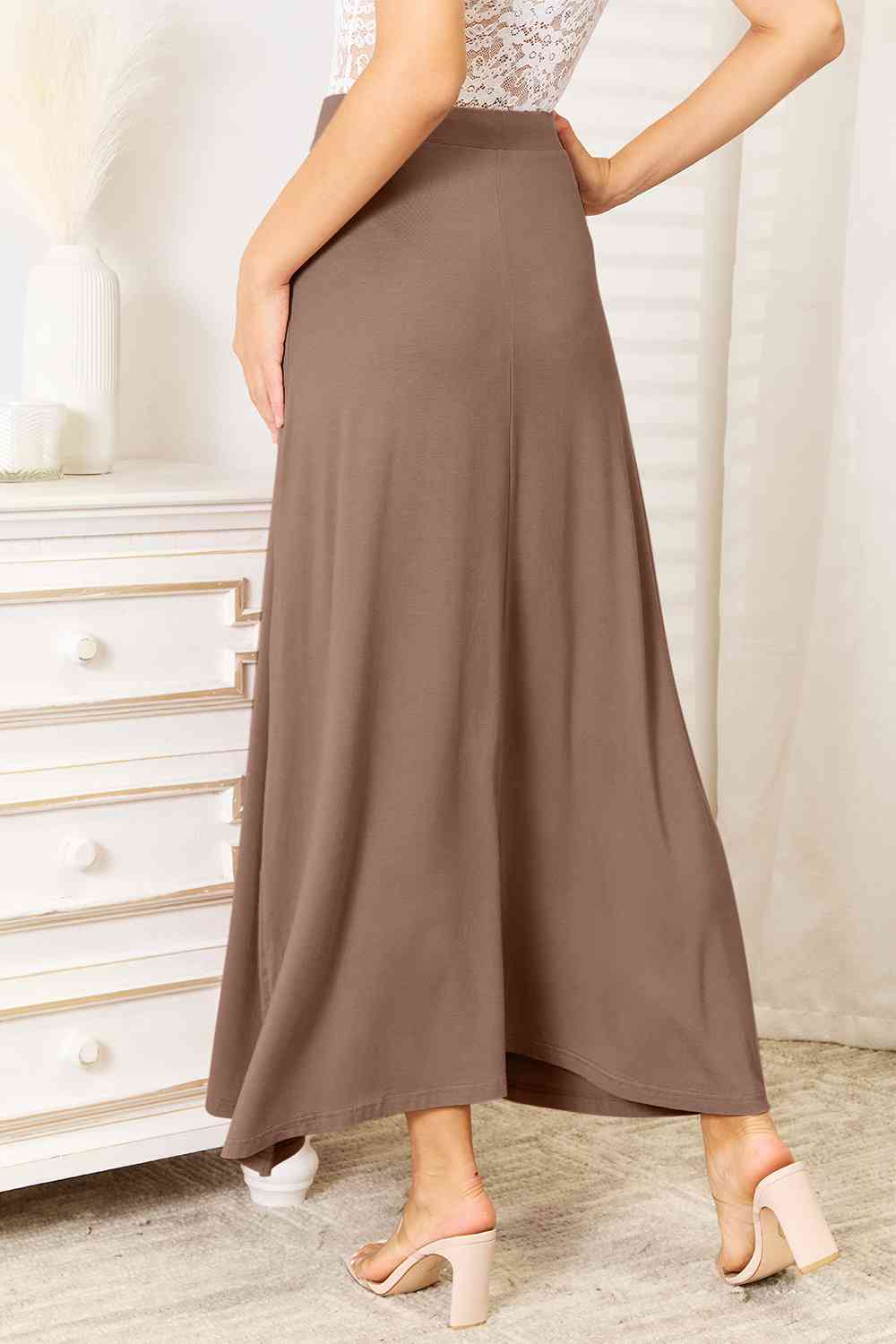 Soft Rayon Drawstring Waist Maxi Skirt Rayon - Tigbul's Variety Fashion Shop