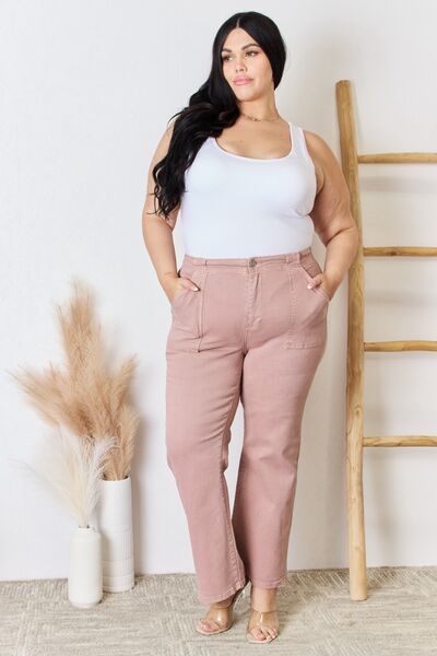 RISEN Mauve High Rise Ankle Flare Jeans - Tigbul's Variety Fashion Shop