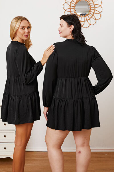 Ruffled Button Up Long Sleeve Tiered Shirt - Tigbul's Variety Fashion Shop