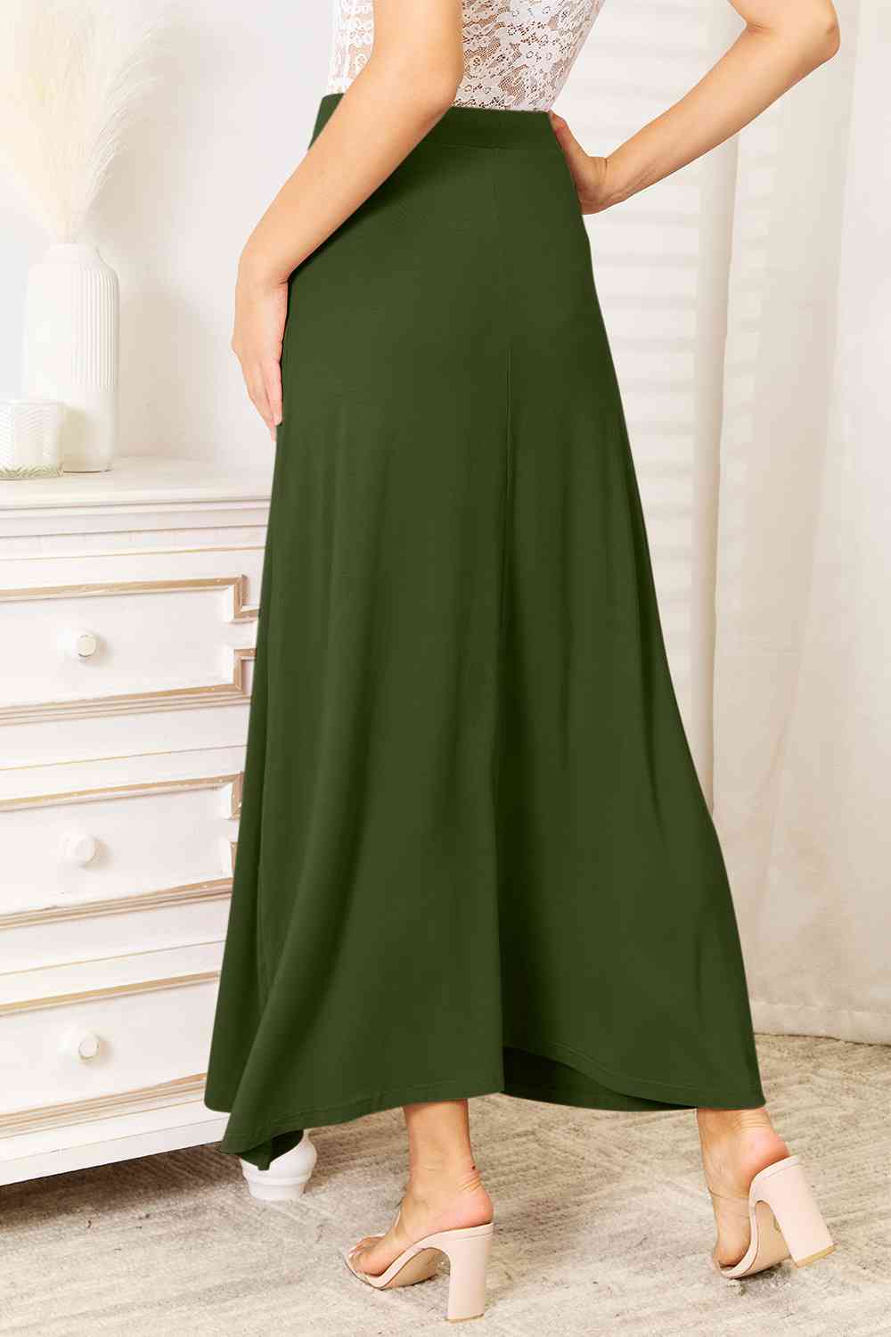 Soft Rayon Drawstring Waist Maxi Skirt Rayon - Tigbul's Variety Fashion Shop