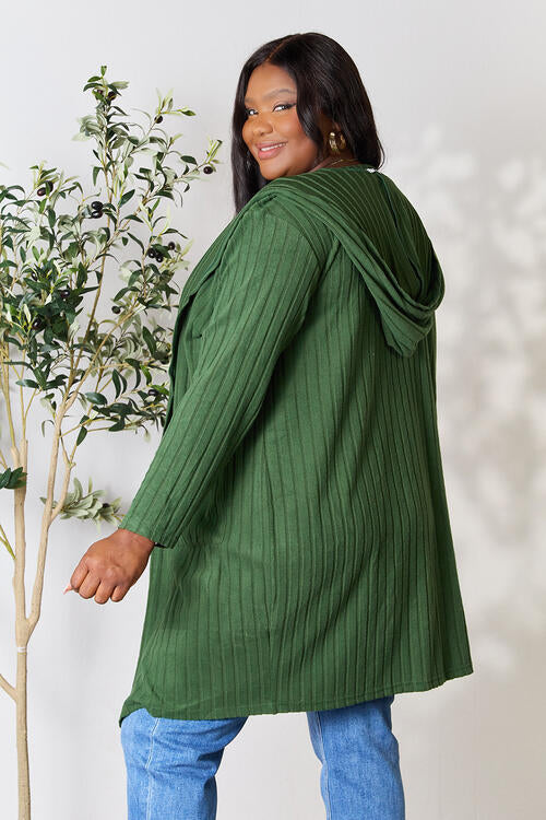 Ribbed Open Front Long Sleeve Cardigan - Tigbuls Variety Fashion