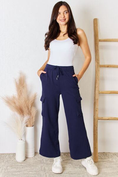 RISEN Drawstring Relaxed Cargo Wide Leg Pants - Tigbul's Variety Fashion Shop