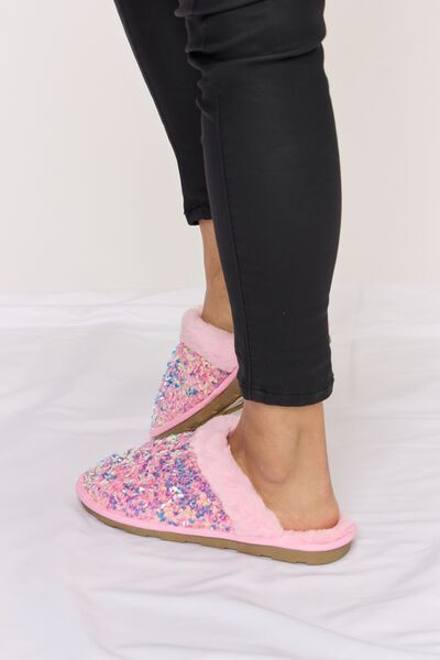 Forever Link Sequin Plush Round Toe Slippers - Tigbuls Variety Fashion