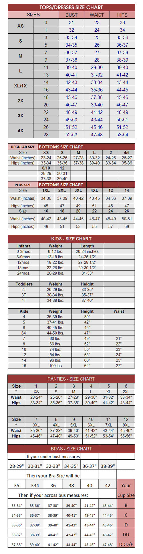 Size Chart