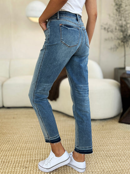 Judy Blue Full Size Mid Rise Rigid Magic Release Hem Jeans - Tigbul's Variety Fashion Shop