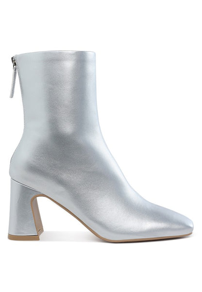 Simba Square Toe Metallic Ankle Boots - Tigbul's Variety Fashion Shop