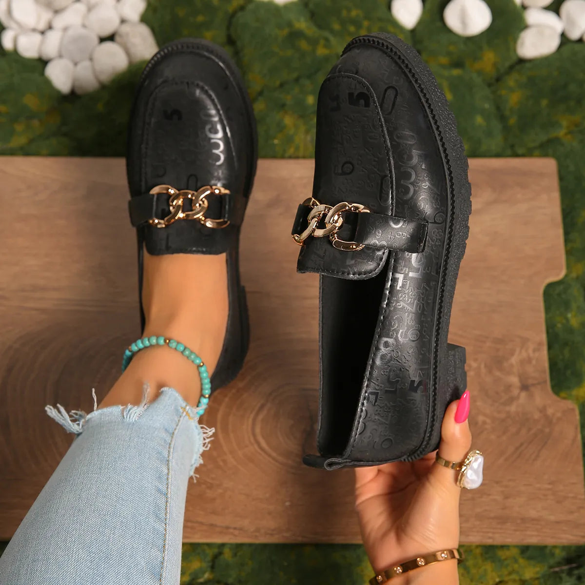 Round Toe Block Heels Loafers - Tigbul's Variety Fashion Shop