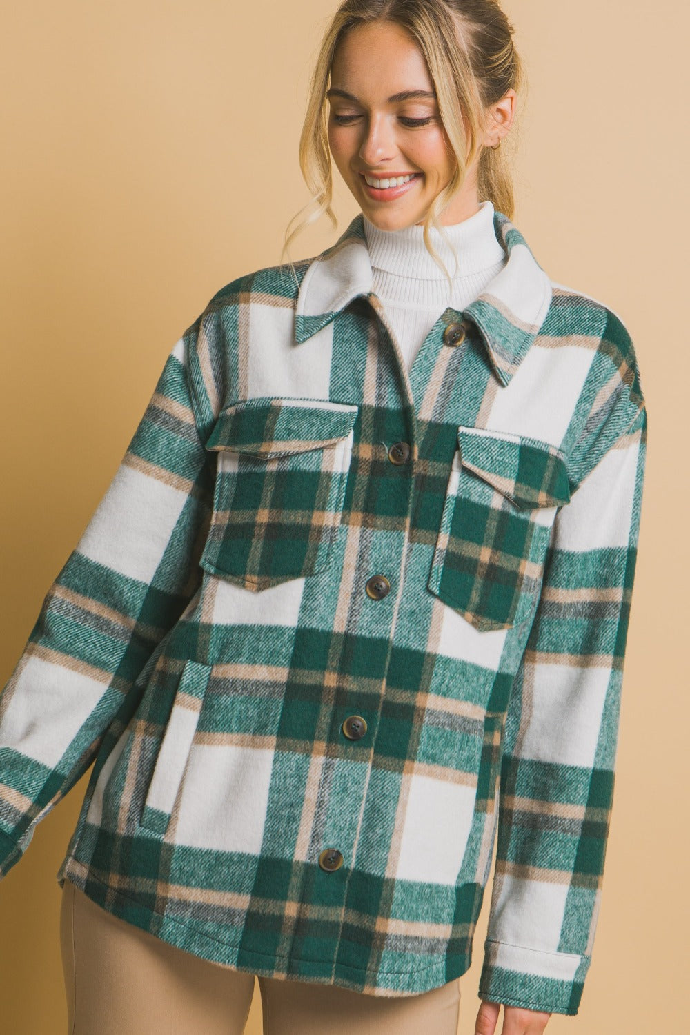 Love Tree Plaid Button Up Shacket - Tigbul's Variety Fashion Shop