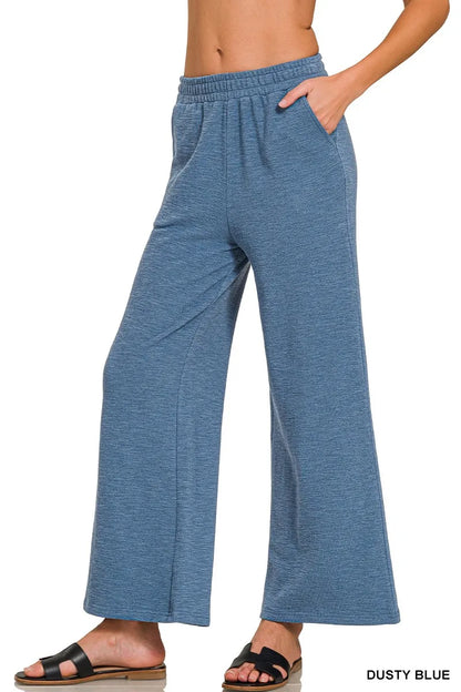 Zenana Cotton Slub Wide Leg Pants - Tigbul's Variety Fashion Shop