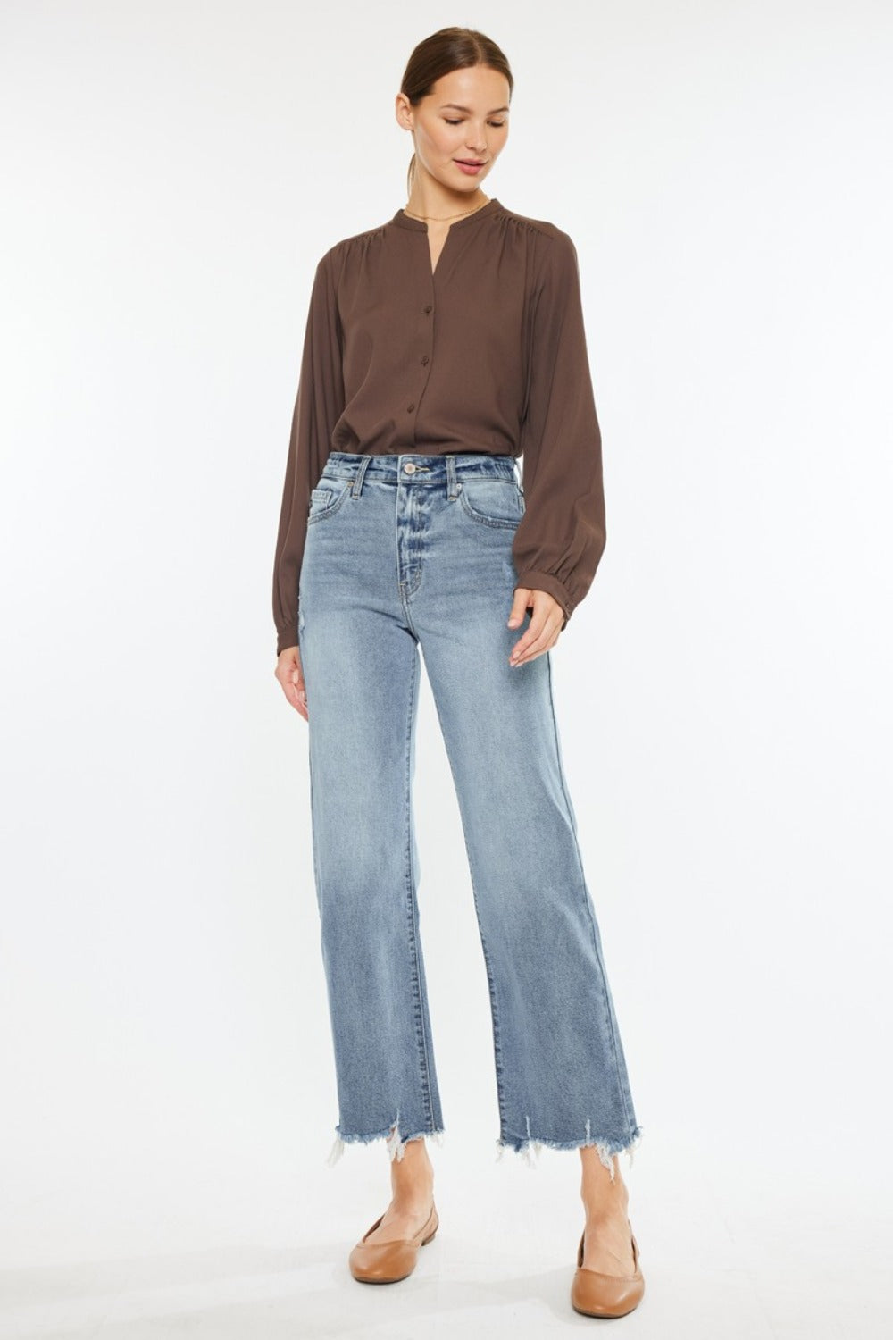 Kancan High Rise Slim Wide Leg Jeans - Tigbul's Variety Fashion Shop