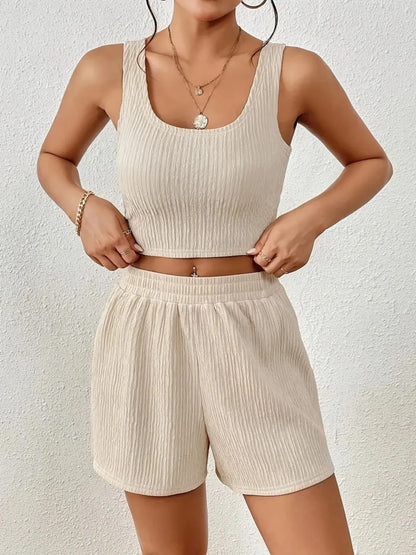 Scoop Neck Top and Shorts Set - Tigbul's Variety Fashion Shop