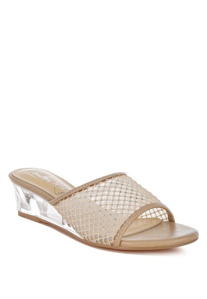 Tempra Mesh Clear Heel Wedge Sandals - Tigbul's Variety Fashion Shop