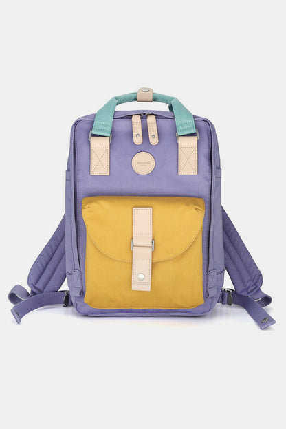 Himawari Contrast Waterproof Canvas Backpack Bag with Round Label - Tigbul's Variety Fashion Shop