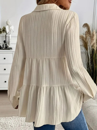 Striped Button-Down Tiered Shirt - Tigbul's Variety Fashion Shop