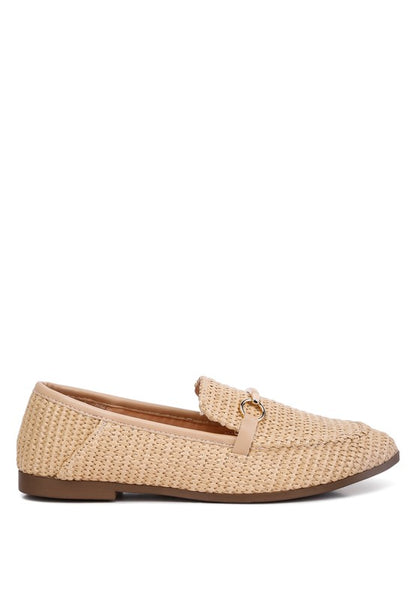 Asher Horsebit Embellished Raffia Loafers - Tigbuls Variety Fashion