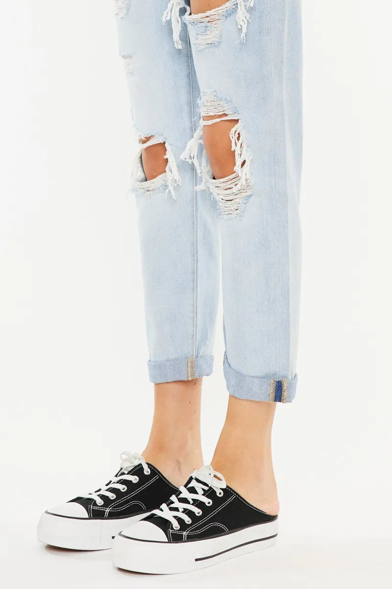 Kancan Open Pack Paperbag Mom Jeans - Tigbul's Variety Fashion Shop