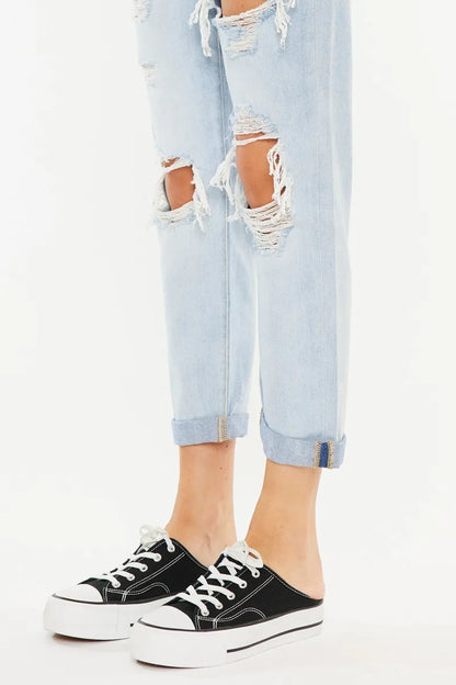Kancan Open Pack Paperbag Mom Jeans - Tigbul's Variety Fashion Shop