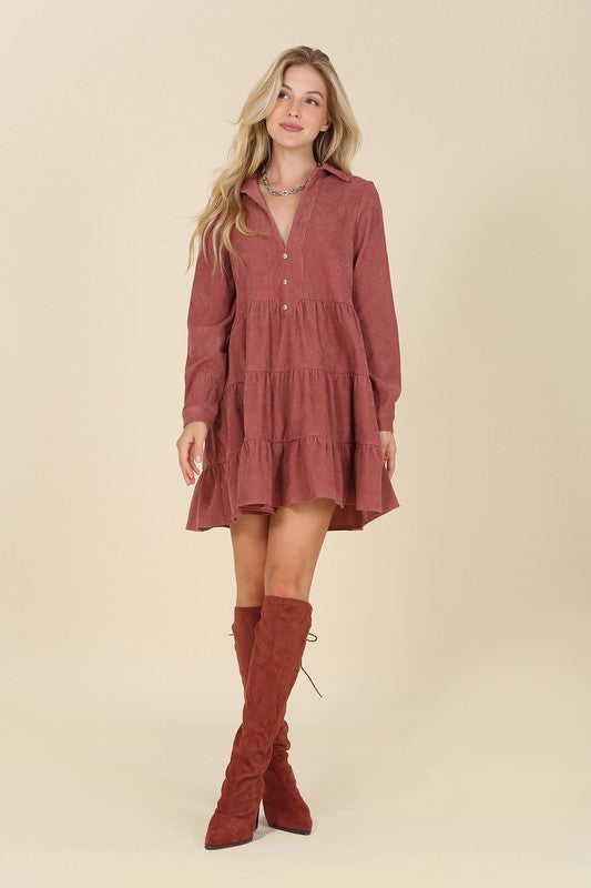 Corduroy tiered dress - Tigbuls Variety Fashion