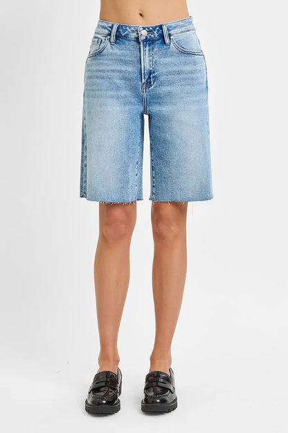 RISEN High Rise Bermuda Denim Shorts - Tigbul's Variety Fashion Shop