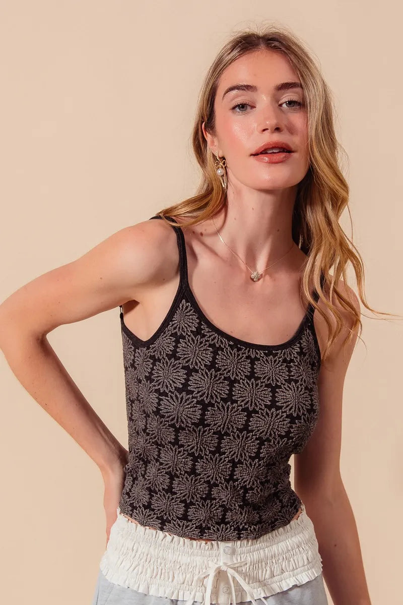 SO ME Two Tone Floral Seamless Tank Top - Tigbul's Variety Fashion Shop