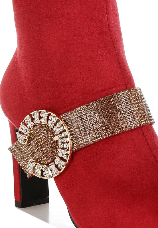 Asagao Diamante & Rhinestones Strap Boots - Tigbul's Variety Fashion Shop