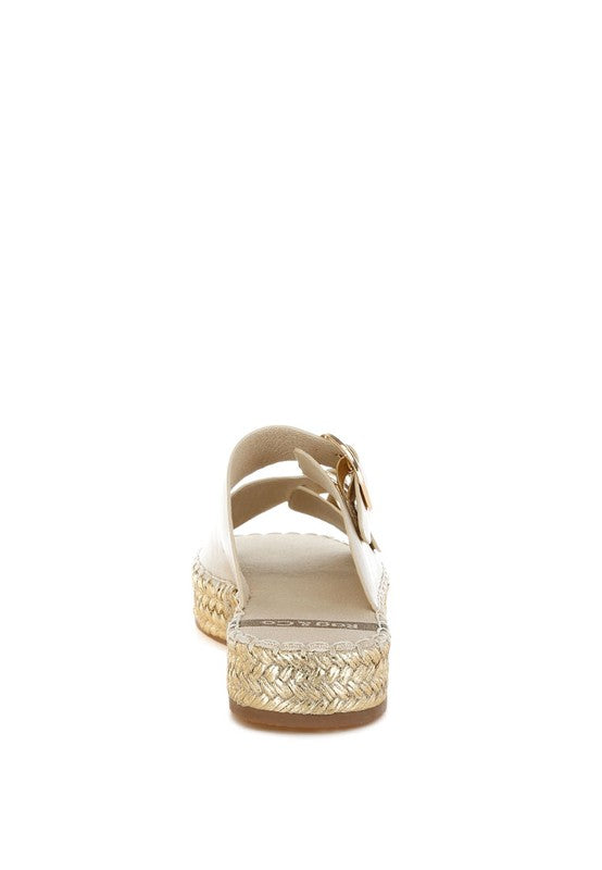 Miova Metallic Buckle Detail Espadrille Flatforms - Tigbul's Variety Fashion Shop