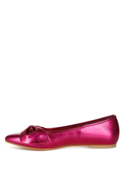 Bromelia Metallic Pleather Bow Ballerinas - Tigbul's Variety Fashion Shop