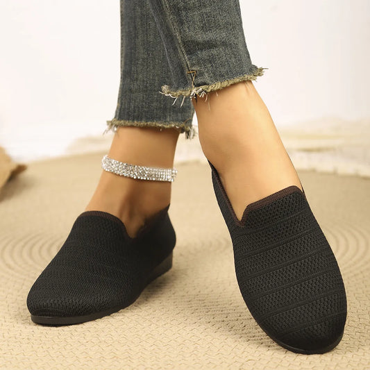 Breathable Knit Slip-On Loafers - Tigbul's Variety Fashion Shop