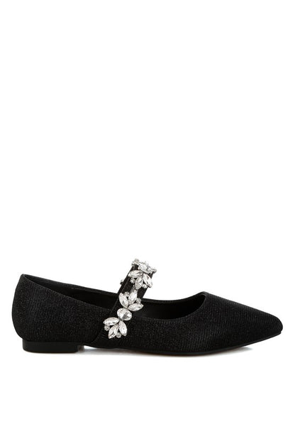 Flavia Diamante Brooch Glitter Ballerinas - Tigbul's Variety Fashion Shop