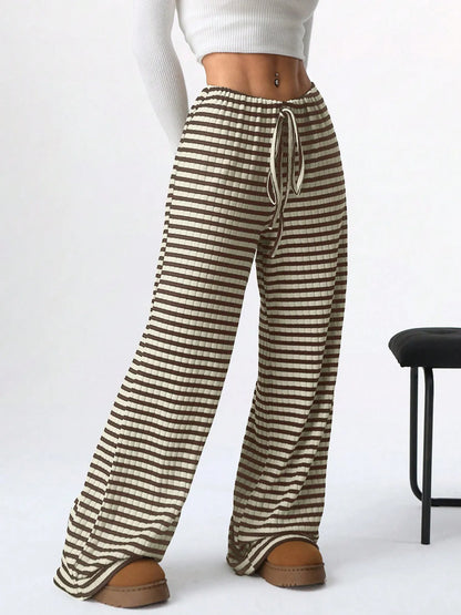 Striped Wide Leg Drawstring Pants - Tigbul's Variety Fashion Shop
