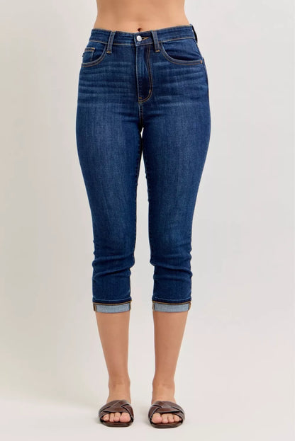 Judy Blue High Waist Capri Jeans with Single Cuff - Tigbul's Variety Fashion Shop