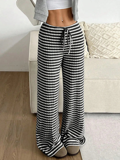 Striped Wide Leg Drawstring Pants - Tigbul's Variety Fashion Shop