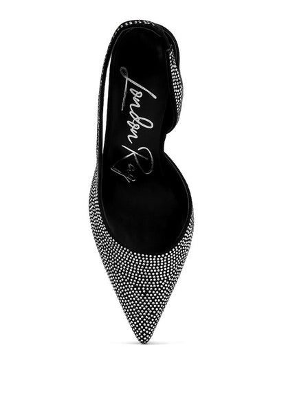 Rhinestone Embellished Suede Heel Sandals - Tigbuls Variety Fashion