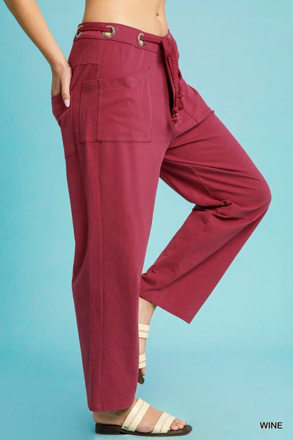 Umgee Drawstring Wide Leg Casual Pants - Tigbul's Variety Fashion Shop