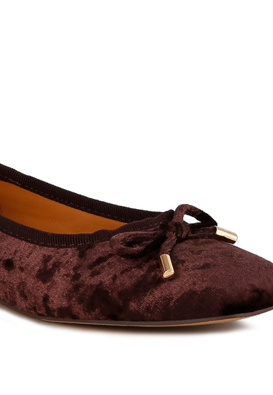 Buckrose Velvet Bow Ballerinas - Tigbul's Variety Fashion Shop