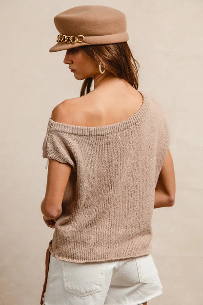 BiBi One Side Off Shoulder Knit Top - Tigbul's Variety Fashion Shop