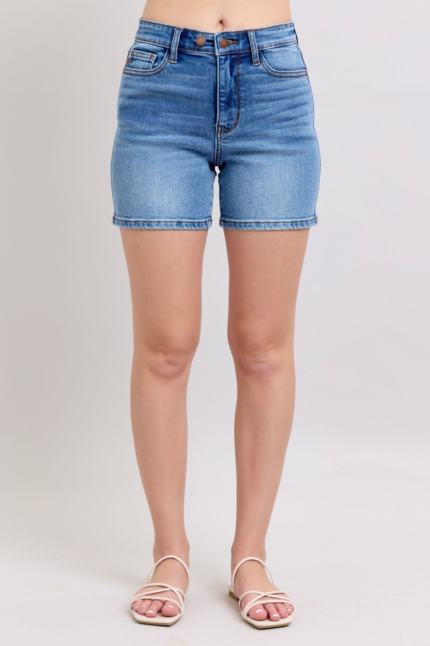 Judy Blue Full Size 2 Button Denim Shorts with Pockets Plus Size - Tigbul's Variety Fashion Shop
