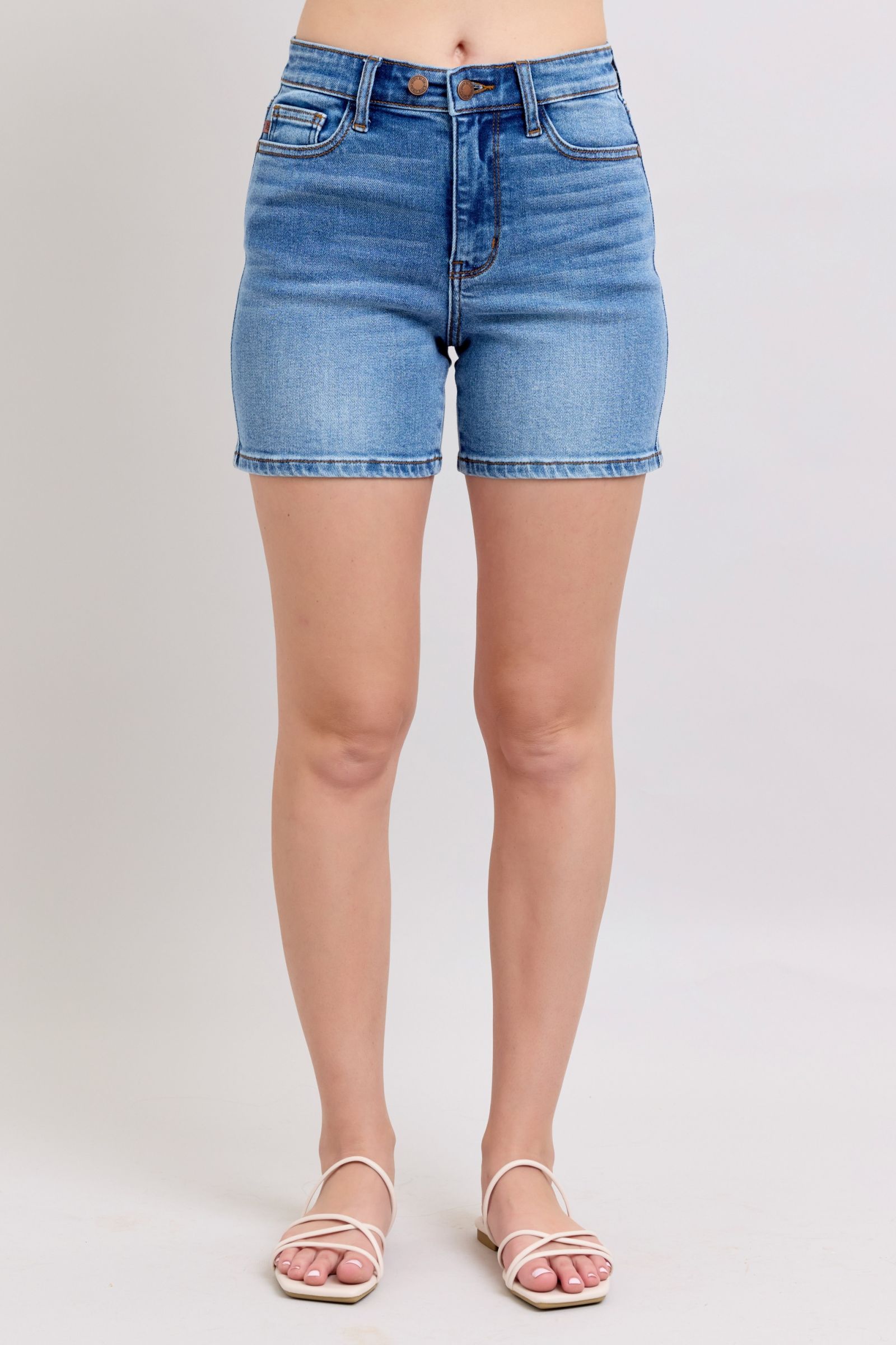 Judy Blue Full Size 2 Button Denim Shorts with Pockets Plus Size - Tigbul's Variety Fashion Shop