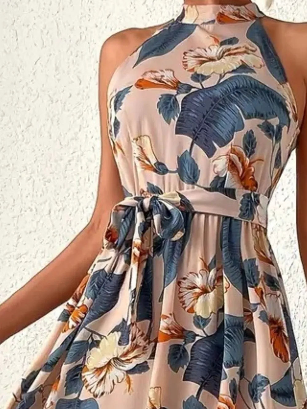 Tied Floral Sleeveless Dress - Tigbul's Variety Fashion Shop