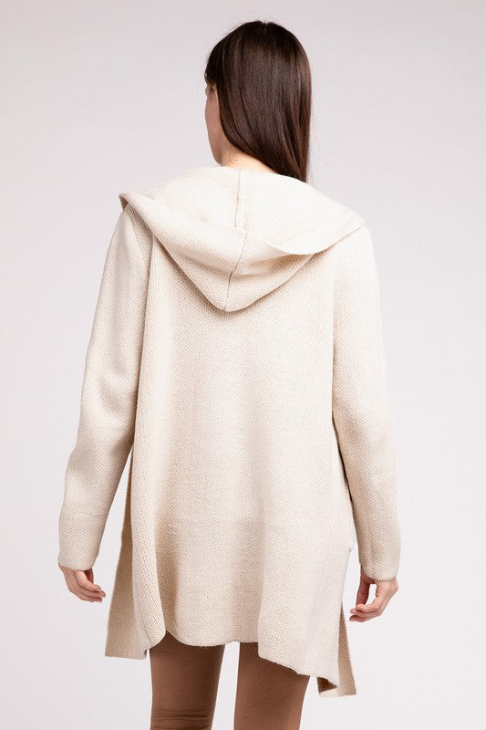 Hooded Open Front Sweater Cardigan - Tigbuls Variety Fashion