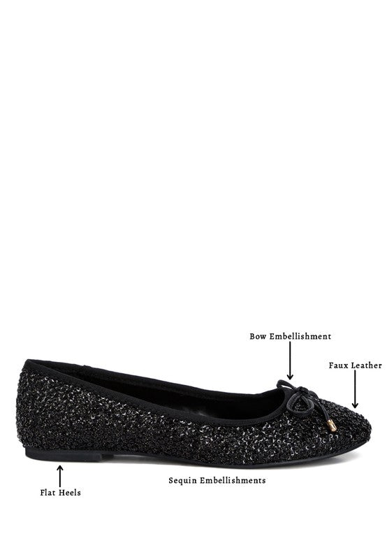 Ringo Black Sequin Embellished Ballet Flats - Tigbuls Variety Fashion