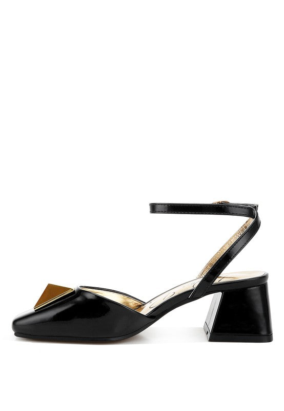 Griselda Brooch Detail Ankle Strap Sandals - Tigbul's Variety Fashion Shop