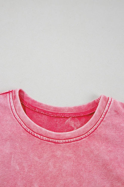 Pink Mineral Wash Raw Edge Ruffle Mini Dress - Tigbul's Variety Fashion Shop