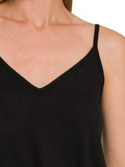 Zenana Two-Way V and Scoop Neck Reversible Spaghetti Cami - Tigbul's Variety Fashion Shop
