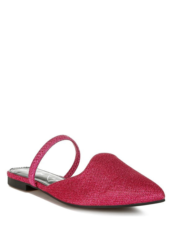 Twiggy Glitter Faux Leather Flat Mules - Tigbul's Variety Fashion Shop